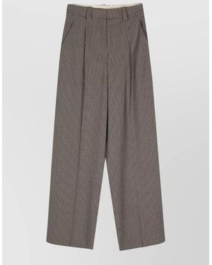 Alysi Wool Cotton Blend Wide Leg Trousers - Grey