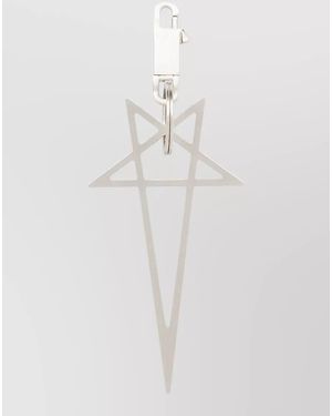 Rick Owens Brass Pentagram Keychain And Ring Pendant - White