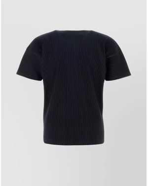 Homme Plissé Issey Miyake Ribbed Texture Crew Neck T-Shirt - Black