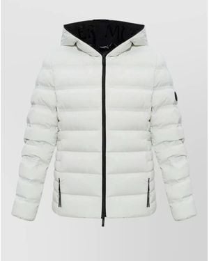 Moncler Alete Hooded Long Sleeve Quilted Coat - White