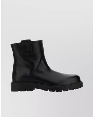 Bottega Veneta Leather Haddock Ankle Boots - Black