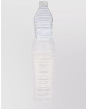 ANDREADAMO Knee Length Dress With Backless Halter Neck - White