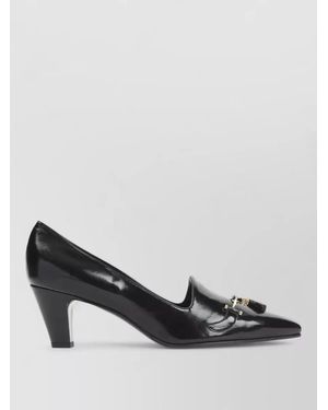 Celine Queen Tassel Leather Court Shoes Detail - Black