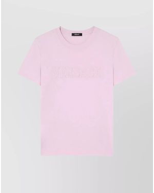 Versace Fringed Logo Cotton T-Shirt - Pink