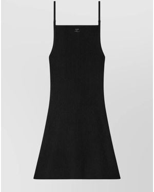 Courreges Ribbed Knit Square Neck Open Back Mini Dress - Black