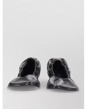MM6 by Maison Margiela Leather Ballerina Flats - Black