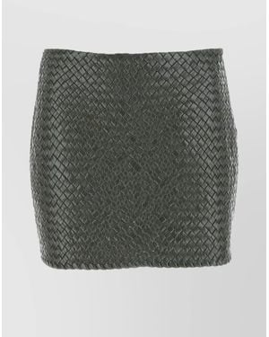Bottega Veneta Leather Mini Skirt - Grey