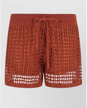 Roberto Collina Crochet Drawstring Shorts Elastic Waistband - Red