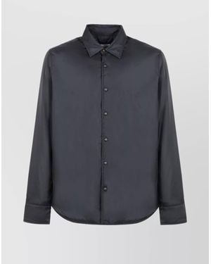 Aspesi Performance Fabric Waterproof Shirt With Cuffed Sleeves - Blue