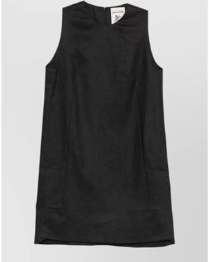 Semicouture Sheena Linen Sleeveless Dress Round Neckline - Black