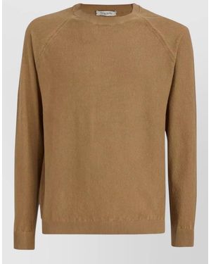 Paolo Pecora Crew Neck Knitted Jumper Long Sleeves Ribbed Trims - Brown