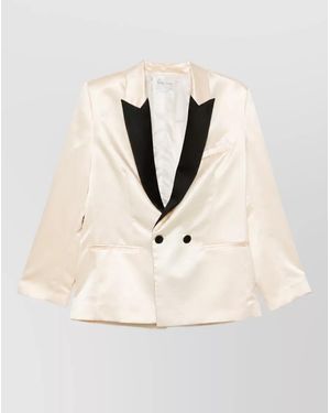 forte_forte Satin Double-Breasted Tuxedo Jacket - Natural