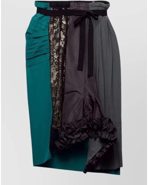 Prada Technical Taffeta Patchwork Skirt - Black