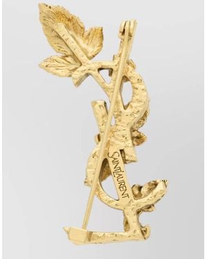 Saint Laurent Cassandre Floral Hydrangea Metal Brooch Pin - Metallic