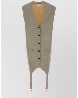Moschino Oversized Virgin Wool Vest - Natural