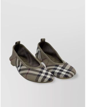 Burberry Knit Round Toe Ballerina Shoes With Textured Sole - Multicolor