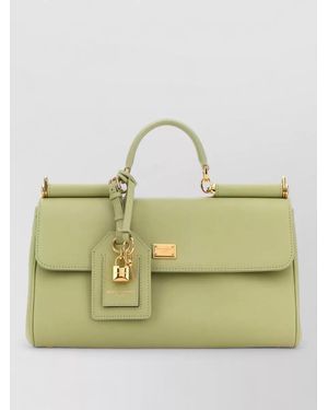 Dolce & Gabbana Leather My Sicily Shoulder Bag Padlock - Metallic