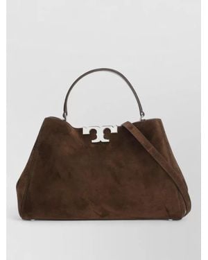 Tory Burch Suede Shoulder Bag Metal Studs Handle - Brown