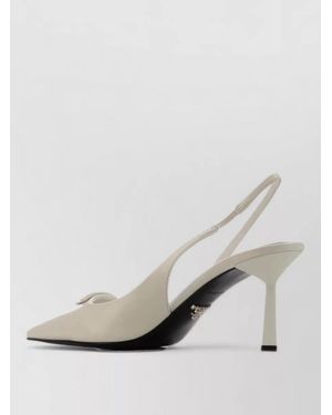 Prada Sandals High Heel Pointed Toe Open Back - Natural