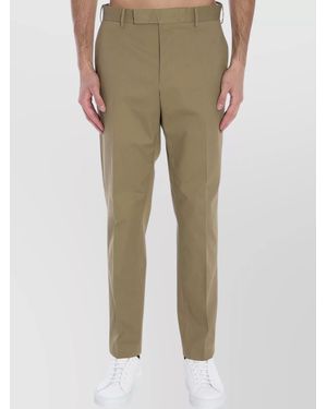 PT Torino Cotton Regular-Fit Straight-Leg Trousers - Natural