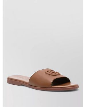 Gucci Double G Leather Flat Toe Sandals - Brown