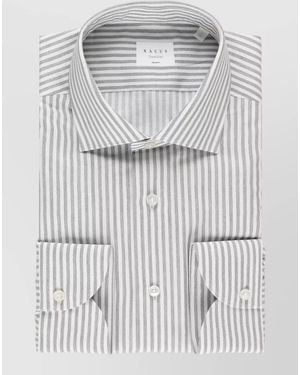 Xacus Button Down Collar Striped Long Sleeve Shirt - Gray