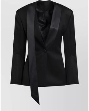 The Attico Long Sleeve Jacket Tailored Fit Satin Lapel - Black