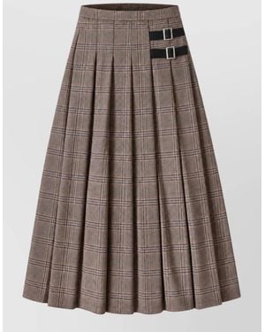 LE SULLY STUDIO Pleated Skirt - Brown