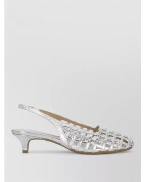 Ash Leather Cutout Slingback Sandals - White