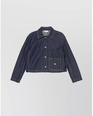 Maison Kitsuné Short Denim Jacket Chest Pocket - Blue