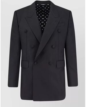 Dolce & Gabbana Double Breasted Virgin Wool Tailored Blazer - Blue