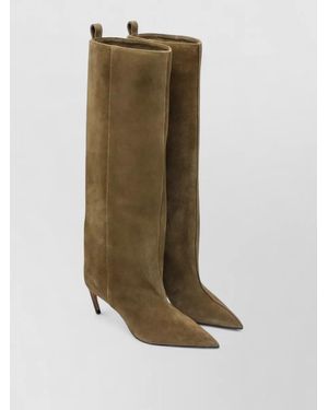 The Attico Knee Length Pointed Toe Suede Boots Tabs - Green