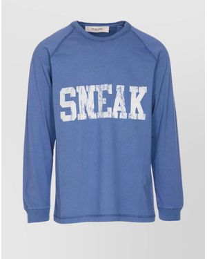 Golden Goose Crewneck Graphic Print Sweater Long Sleeves - Blue