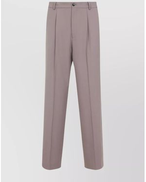Dries Van Noten Wool Wide-Leg Tailored Trousers - Grey