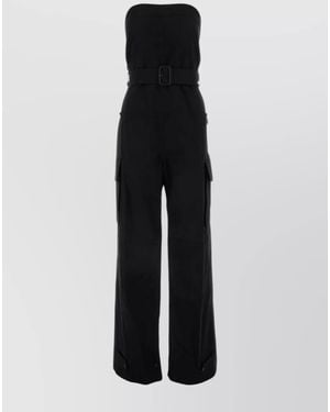Saint Laurent Cotton Cassandre Bustier Jumpsuit - Multicolour