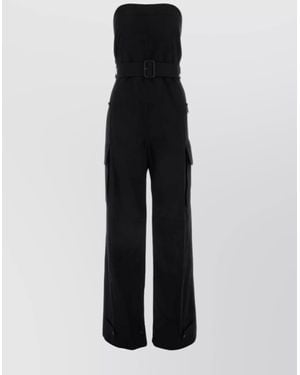 Saint Laurent Cotton Cassandre Bustier Jumpsuit - Multicolour