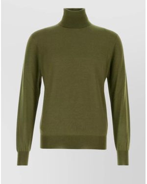 Saint Laurent Cashmere Blend Turtleneck Sweater With Long Sleeves - Green