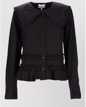 Ganni Cotton Regular-Fit Blouse - Black