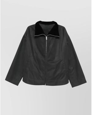 TOTEME Organic Cotton Velvet Collar Fitted Jacket - Black