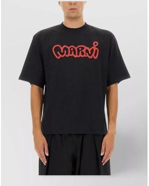 Marni Graphic Crew Neck Short Sleeve T-Shirt - Black