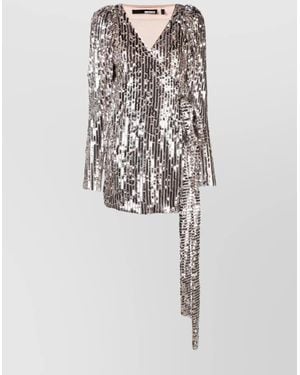 ROTATE BIRGER CHRISTENSEN Mini Dress With Belted Waist And Sequins - White