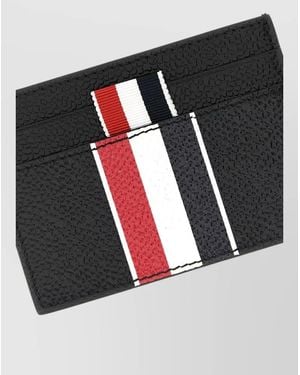 Thom Browne Compact Card Holder Textured Stripe Detail - Black