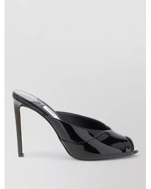 Jimmy Choo Brigitte Mule Sandals Patent Peep Toe - Black