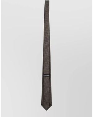 Giorgio Armani Slim Tie Geometric Pattern Silk Blend - White