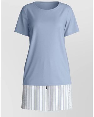 CALIDA Short Pyjama Set Round Neck Stripes - Blue