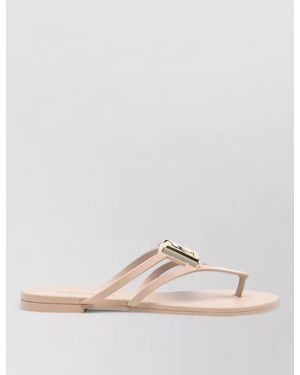 Dolce & Gabbana Rubber Logo-Embellished Thong Sandals - Natural