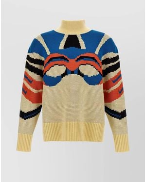 Bluemarble Virgin Wool Jacquard Jumper - Blue