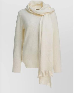 Sandbeige Wool Sweatshirt - White