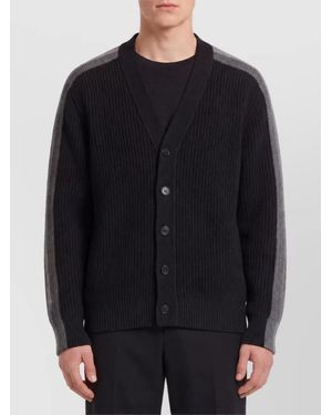 Gucci Wool Fine-Ribbed Relaxed-Fit V-Neck Cardigan - Black
