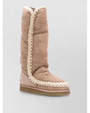 Mou Leather Shearling Slippers - Natural